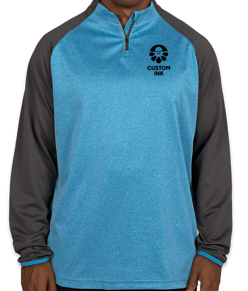 Augusta Reflective Quarter Zip Performance Shirt (Slate / Power Blue Heather)