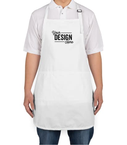 Stain Release Full Length Apron Sample ‑ Screen Printed (White)
